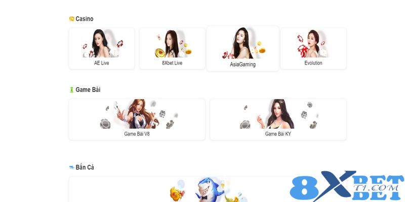 Casino 8XBet là sảnh cược uy tín được chào đón hàng đầu trên thị trường