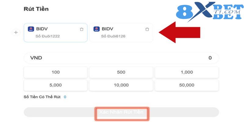Hãy chú ý lựa chọn đúng số dư khi thực hiện rút tiền 8XBet
